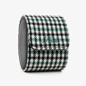 KRUK Green Pepita with Black Suede Interior Single Watch Travel/Storage Case